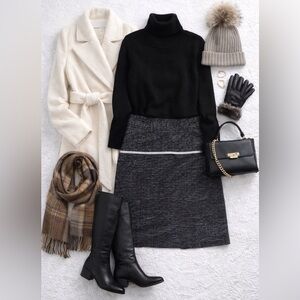 Rafaella Studio Petite Black Mini Pleated Women's Skirt Size 12P